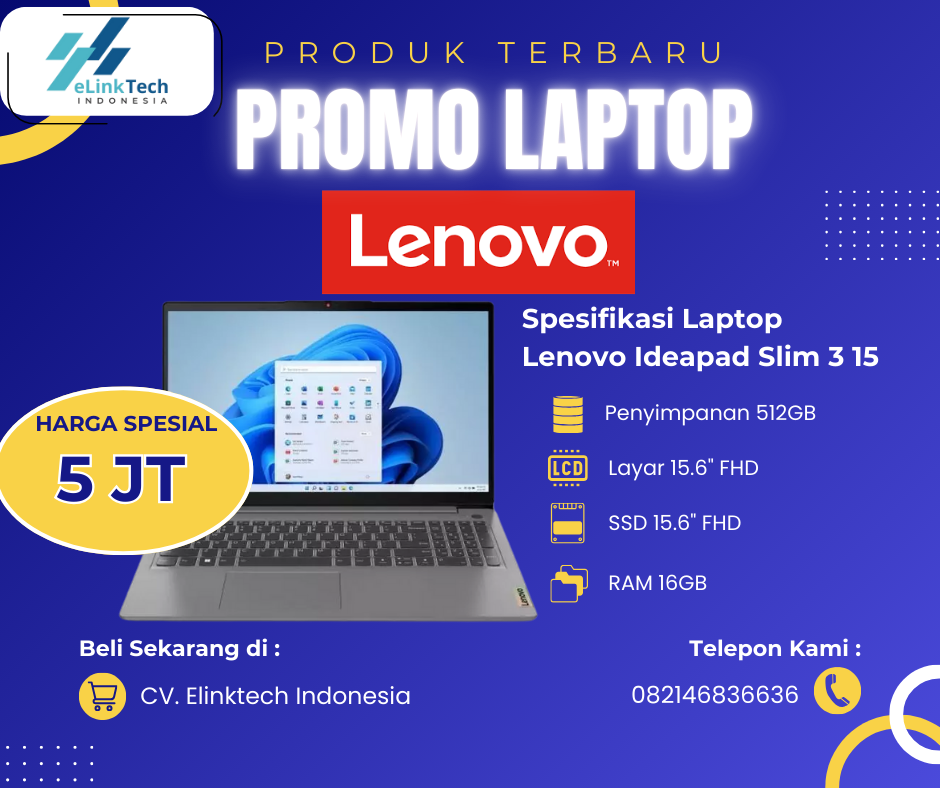 Laptop Lenovo Ideapad Slim 3 15 Intel Core i7 13620H Ram 16GB 1TB SSD 15.6" FHD Windows 11 Home